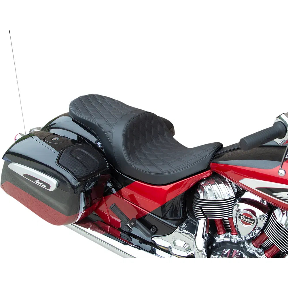 Low Profile Touring Seat - Double Diamond - Black - Solar Reflective Leather