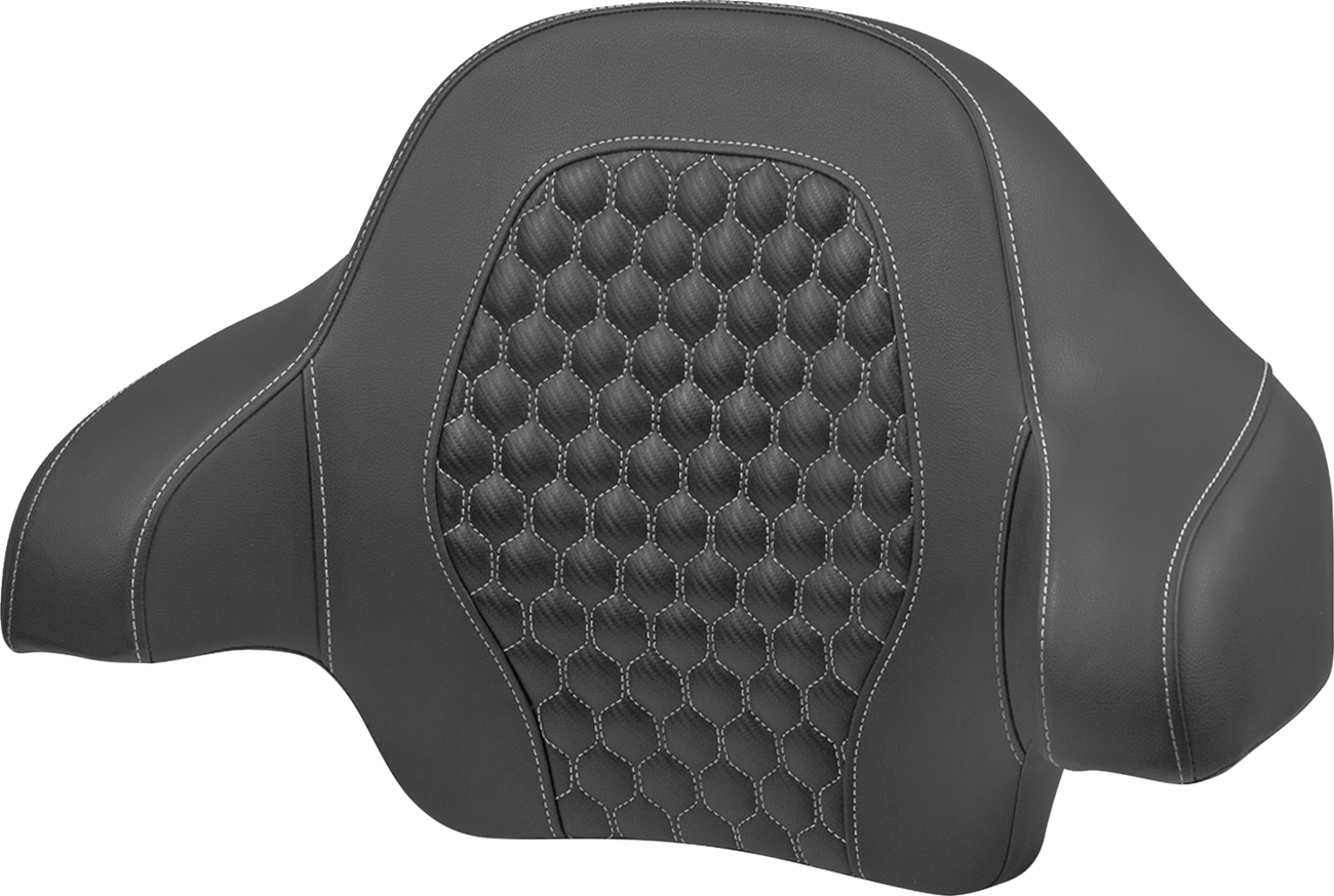 Almohadilla de respaldo Honeycomb Tour Pack - Almohadilla de respaldo Tour Pack - Panal - Costuras plateadas - FLH/FLT '14-'24