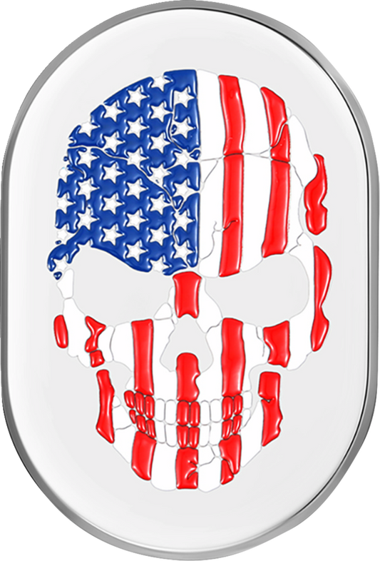 Cubierta de antena - Cubierta de antena - Guardabarros trasero izquierdo - Calavera con bandera estadounidense - Cromo