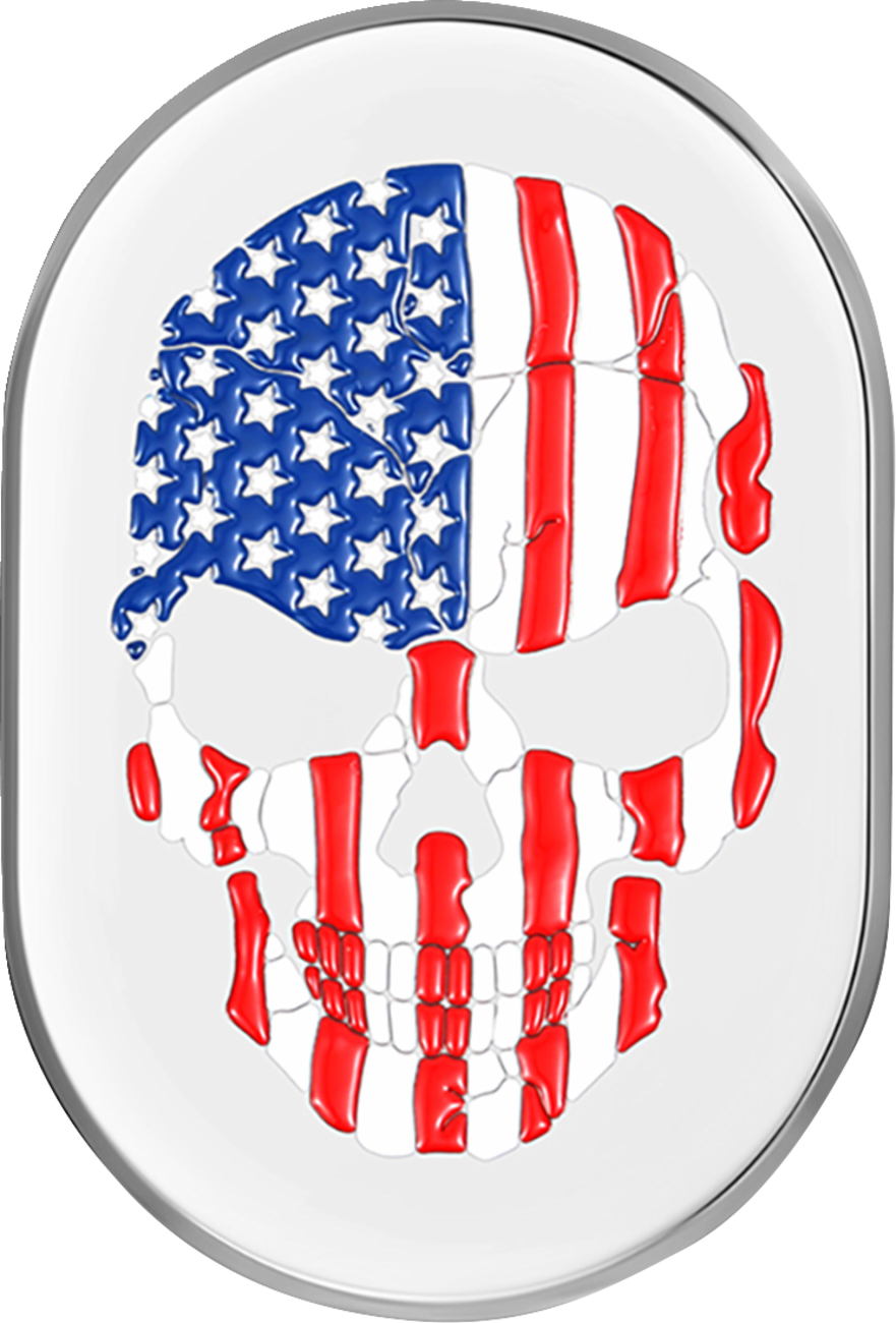 Cubierta de antena - Cubierta de antena - Guardabarros trasero izquierdo - Calavera con bandera estadounidense - Cromo