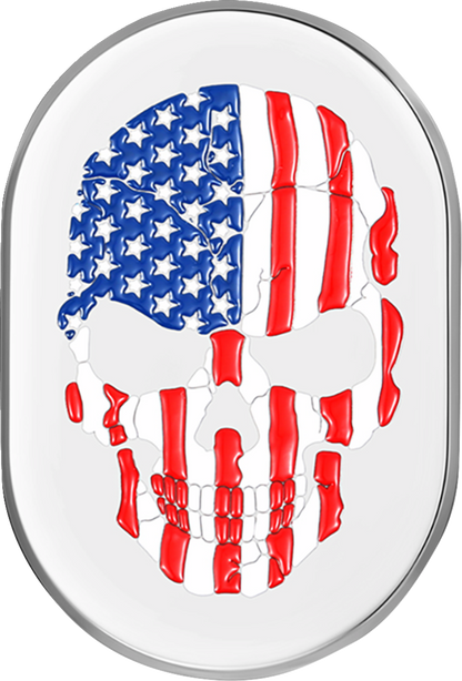Cubierta de antena - Cubierta de antena - Guardabarros trasero izquierdo - Calavera con bandera estadounidense - Cromo