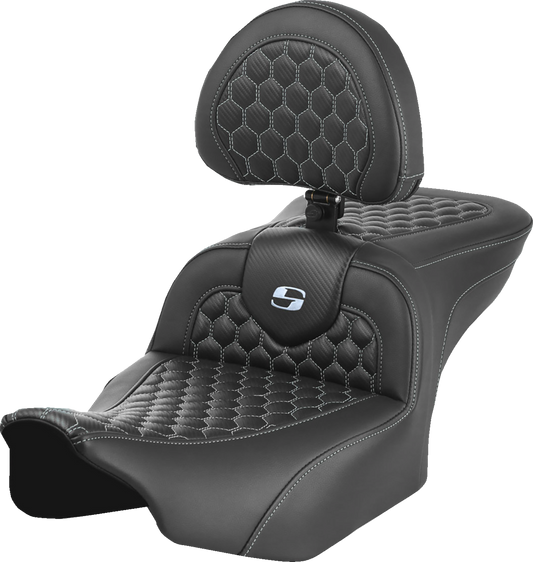 Asiento Honeycomb Roadsofa™ - Asiento Roadsofa™ - con respaldo - Honeycomb - Costura plateada - FLTR/FLHX '23-'24