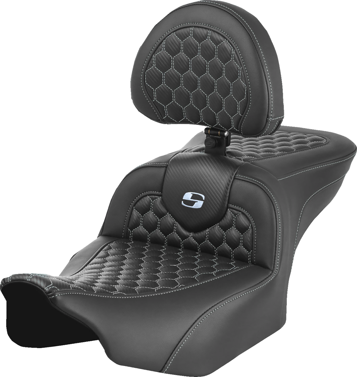 Asiento Honeycomb Roadsofa™ - Asiento Roadsofa™ - con respaldo - Honeycomb - Costura plateada - FLTR/FLHX '23-'24