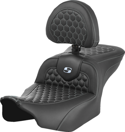 Asiento Honeycomb Roadsofa™ - Asiento Roadsofa™ - con respaldo - Honeycomb - Costura plateada - FLTR/FLHX '23-'24