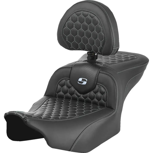 Asiento Honeycomb Roadsofa™ - Asiento Roadsofa™ - con respaldo - Honeycomb - Costura plateada - FLTR/FLHX '23-'24