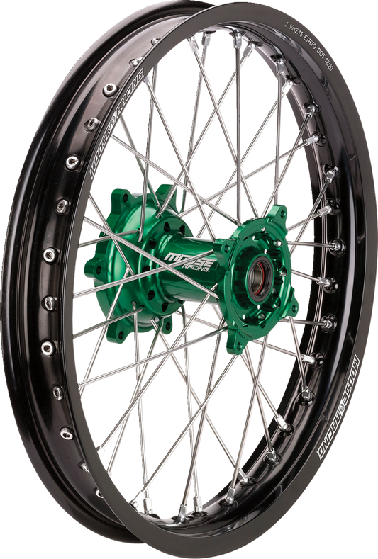 Rueda completa SX-1 - Conjunto de ruedas - SX-1 - Completa - Trasera - Rueda negra/Buje verde - 18x2,15 - Kawasaki KX