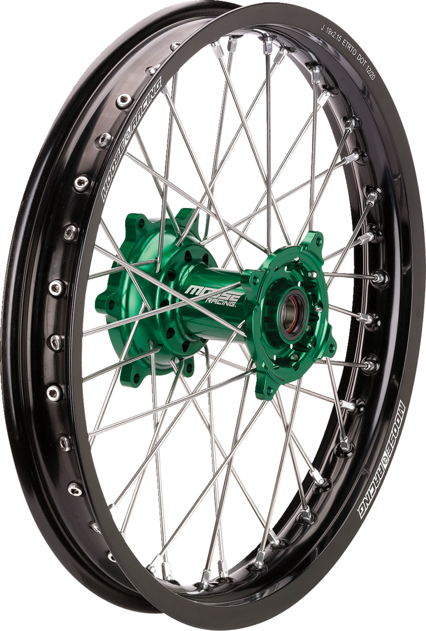 Rueda completa SX-1 - Conjunto de ruedas - SX-1 - Completa - Trasera - Rueda negra/Buje verde - 19x2.15 - Kawasaki KX