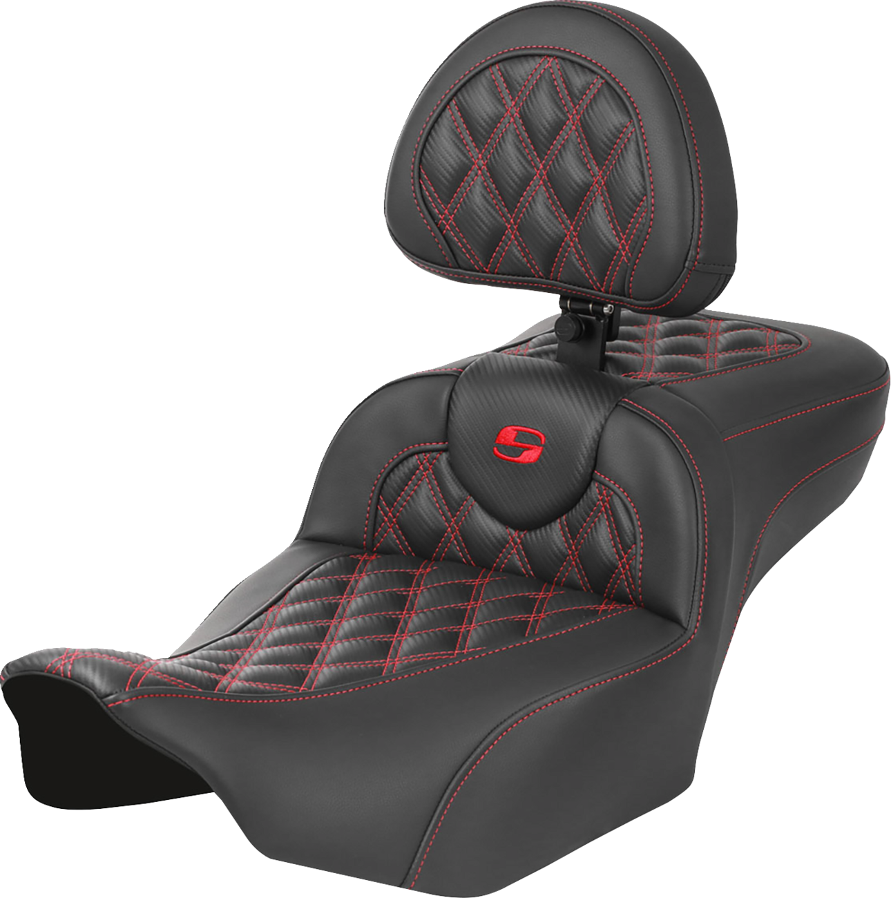 Asiento de alcance extendido Roadsofa™ - Asiento de alcance extendido Roadsofa™ - con respaldo - Costura de celosía - Costura roja - FLTR/FLHX '23-'24