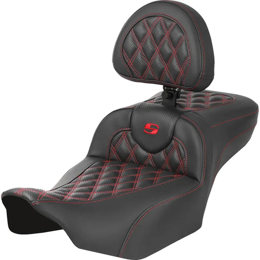 Asiento de alcance extendido Roadsofa™ - Asiento de alcance extendido Roadsofa™ - con respaldo - Costura de celosía - Costura roja - FLTR/FLHX '23-'24