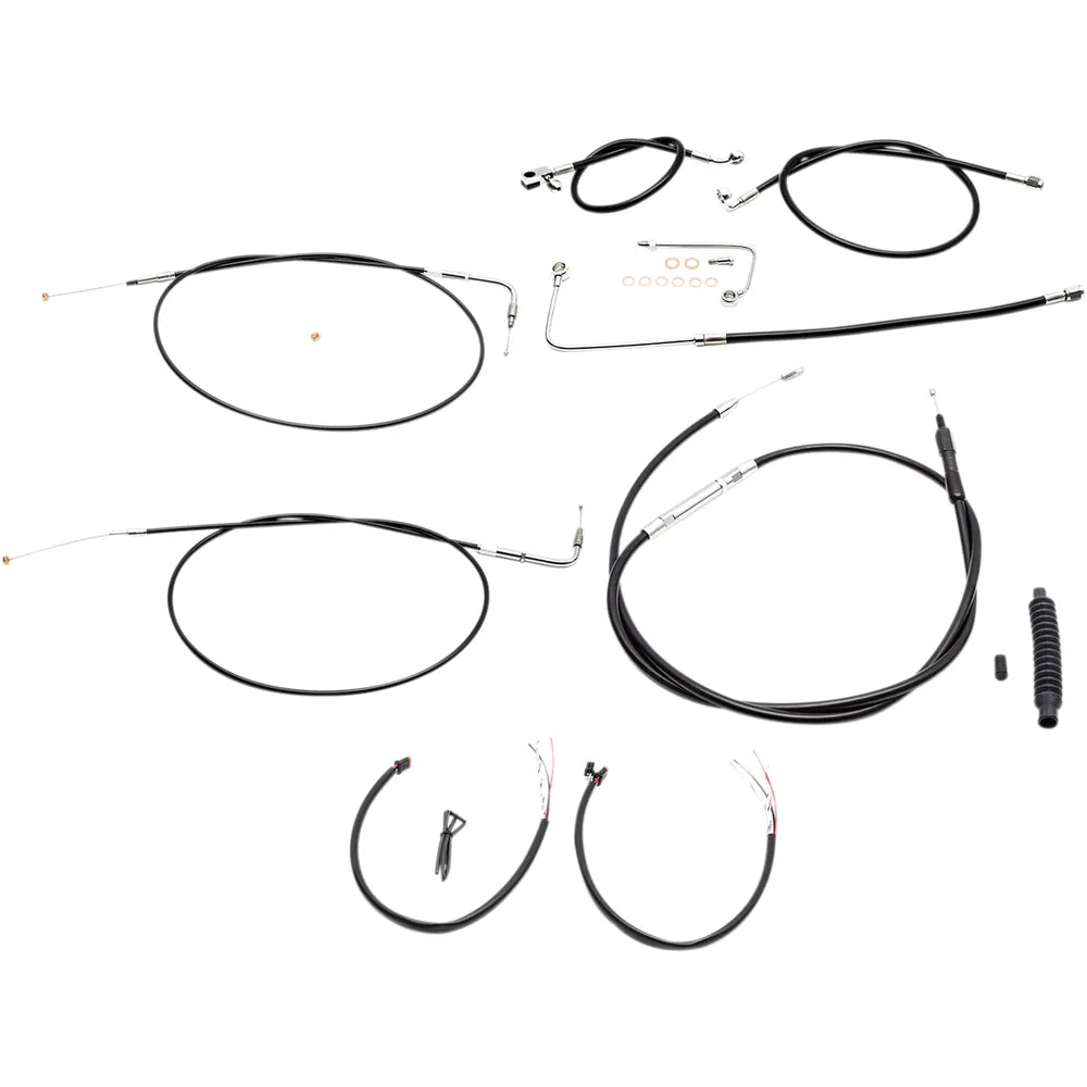 Handlebar Cable/Brake Line Kit - Complete - 18" - 20" Ape Hanger Handlebars - Black Vinyl