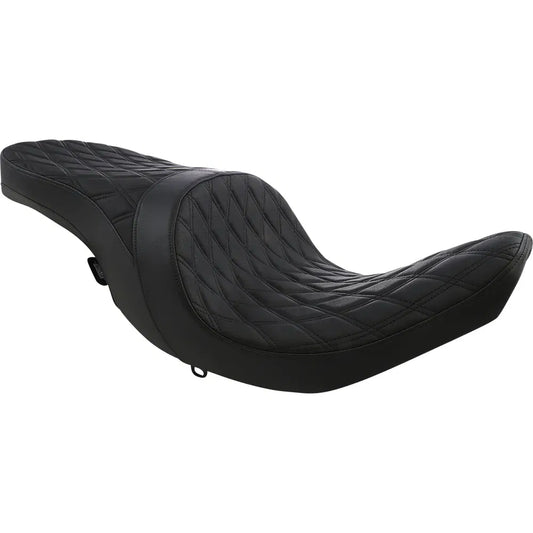 Low Profile Touring Seat - Double Diamond - Black - Vinyl