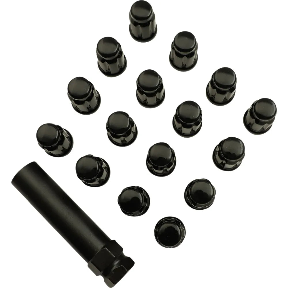Lug Nut - Splined - 3/8" - Black - 16 Pack