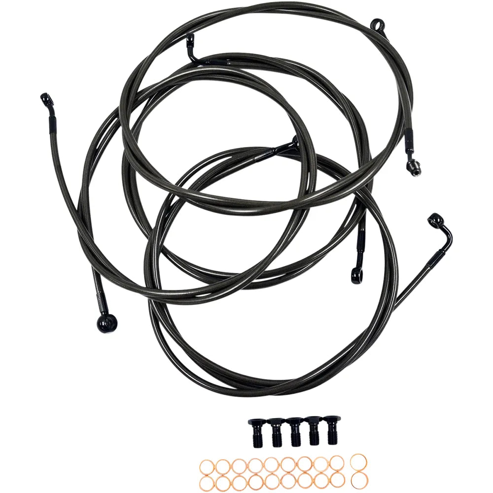 Standard Midnight Braided Handlebar Cable/Brake Line Kit for 15" - 17" Ape Hanger Handlebars53662