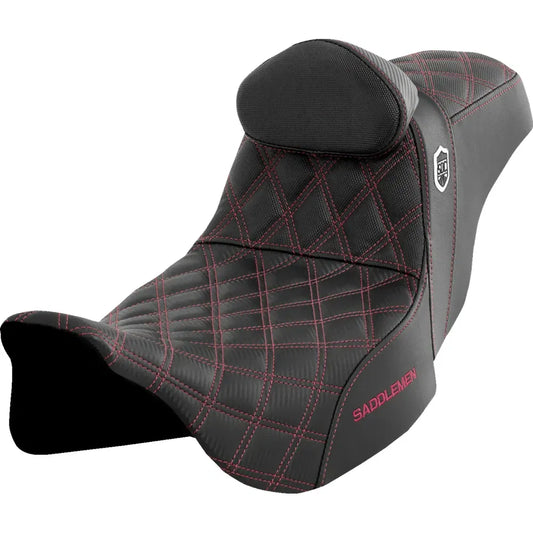Asiento Pro Series SDC Performance Grip - Asiento Pro Series SDC Performance - con respaldo - Wine Berry Stitch - FLH/FLT '08-'23