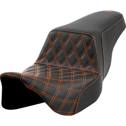 Asiento elevado con costura de celosía - Asiento elevado - Costura de celosía delantera - Costura naranja - FLH/FLT '08-'23