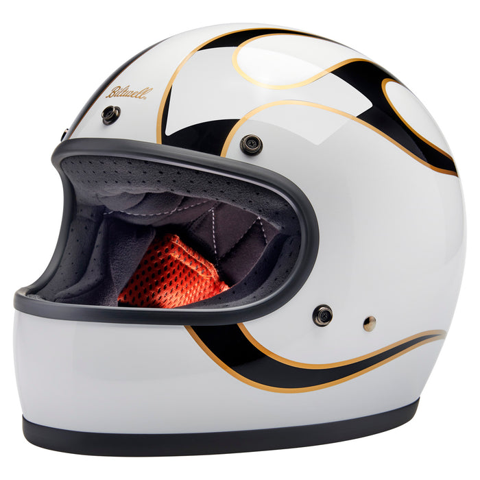 Casco Biltwell Gringo - flamas blanco/negro