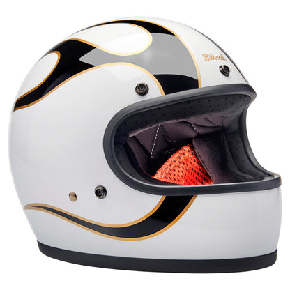 Casco Biltwell Gringo - flamas blanco/negro