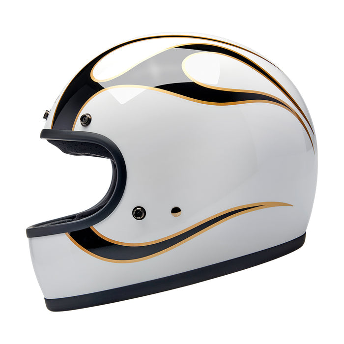 Casco Biltwell Gringo - flamas blanco/negro