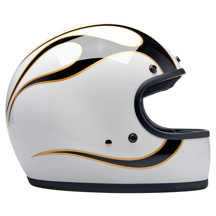 Casco Biltwell Gringo - flamas blanco/negro