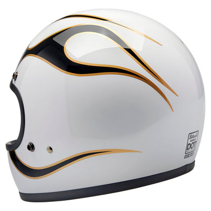 Casco Biltwell Gringo - flamas blanco/negro