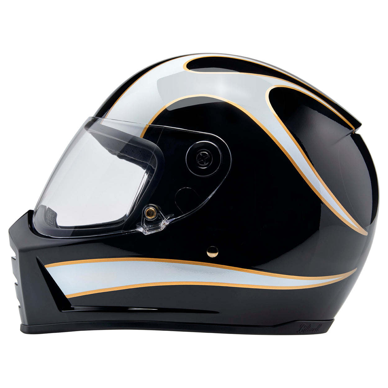 Casco Biltwell Lane Splitter Flames - negro/blanco