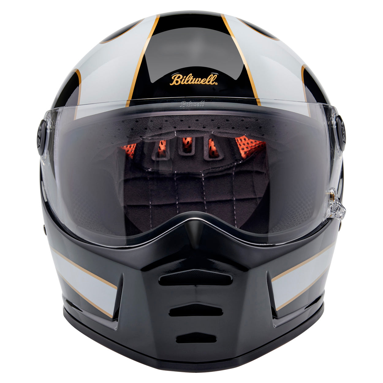 Casco Biltwell Lane Splitter Flames - negro/blanco