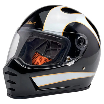 Casco Biltwell Lane Splitter Flames - Negro/Blanco