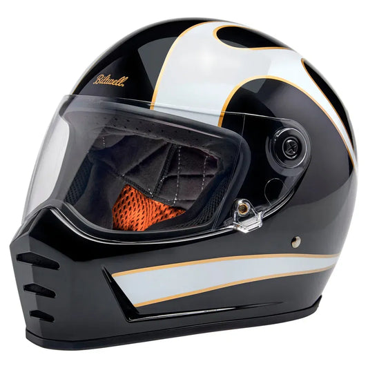 Casco Biltwell Lane Splitter Flames - Negro/Blanco