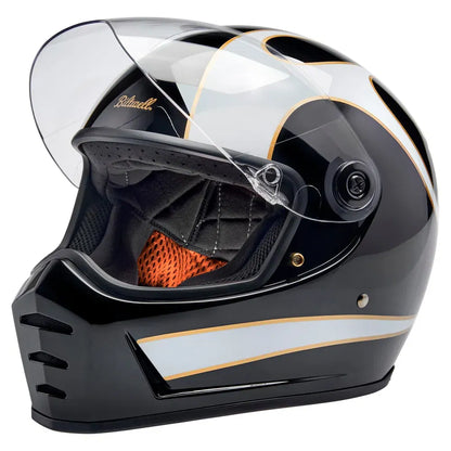 Casco Biltwell Lane Splitter Flames - Negro/Blanco