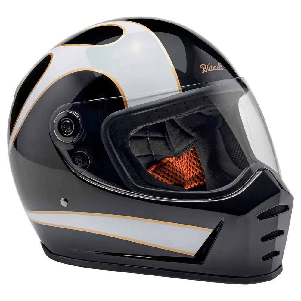 Casco Biltwell Lane Splitter Flames - Negro/Blanco