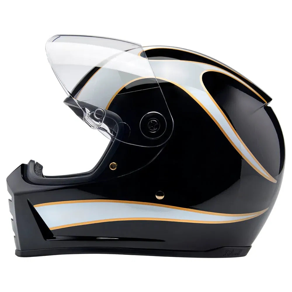 Casco Biltwell Lane Splitter Flames - Negro/Blanco