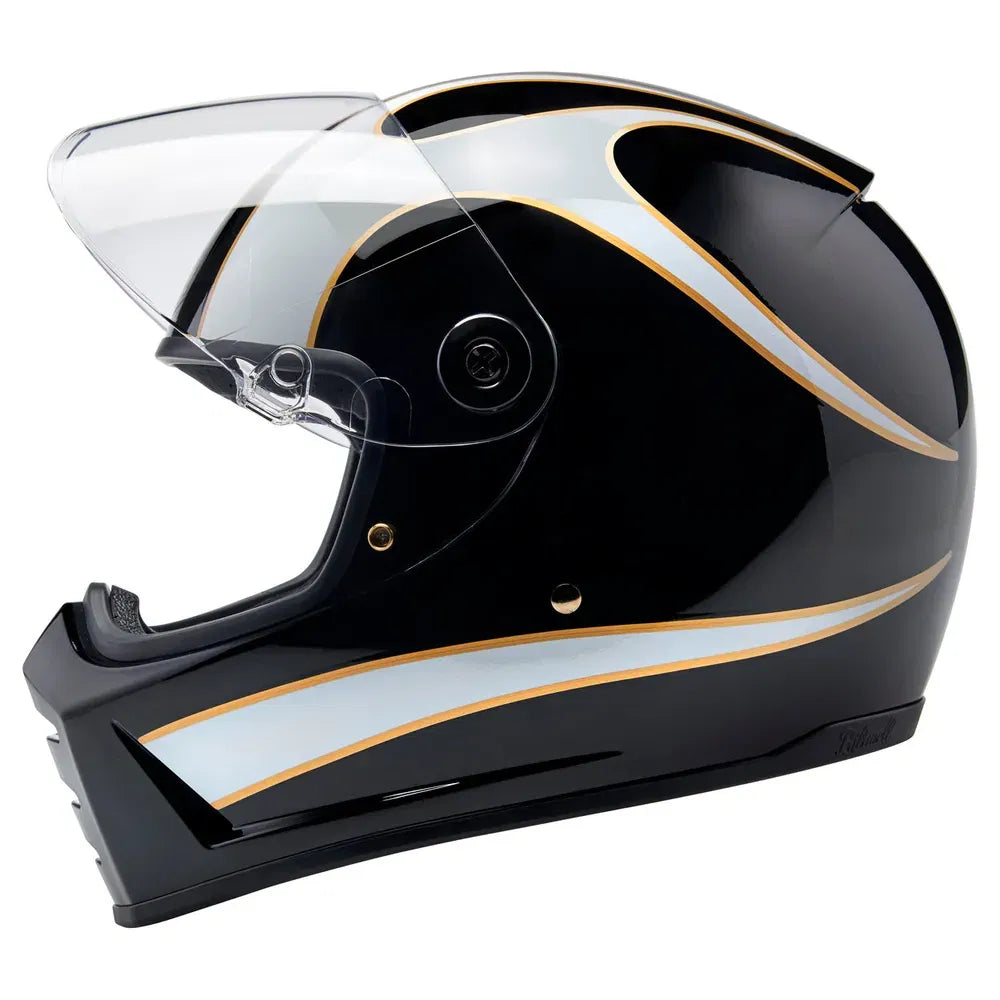 Casco Biltwell Lane Splitter Flames - Negro/Blanco