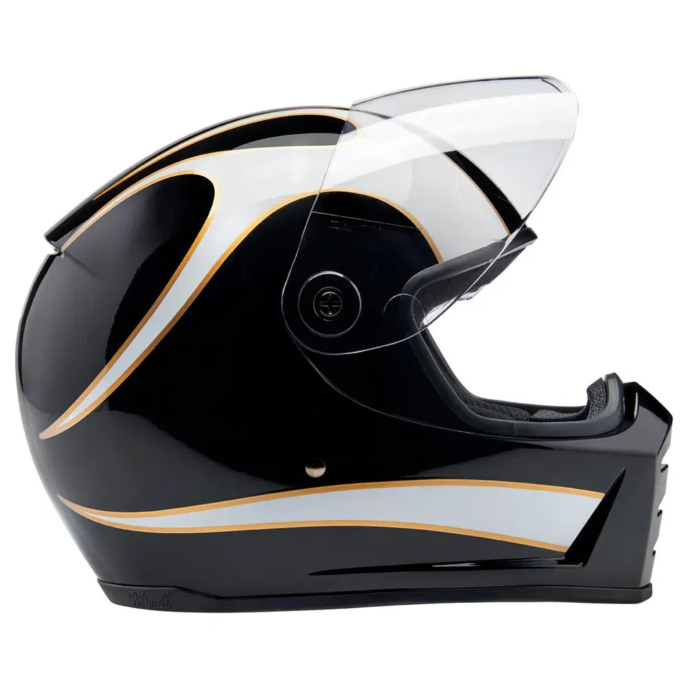 Casco Biltwell Lane Splitter Flames - Negro/Blanco
