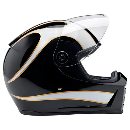 Casco Biltwell Lane Splitter Flames - Negro/Blanco