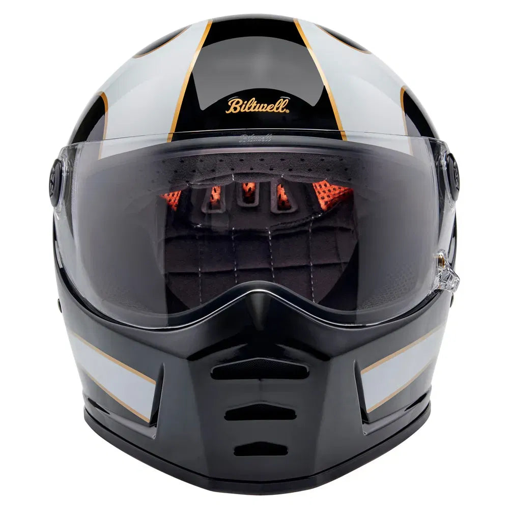 Casco Biltwell Lane Splitter Flames - Negro/Blanco