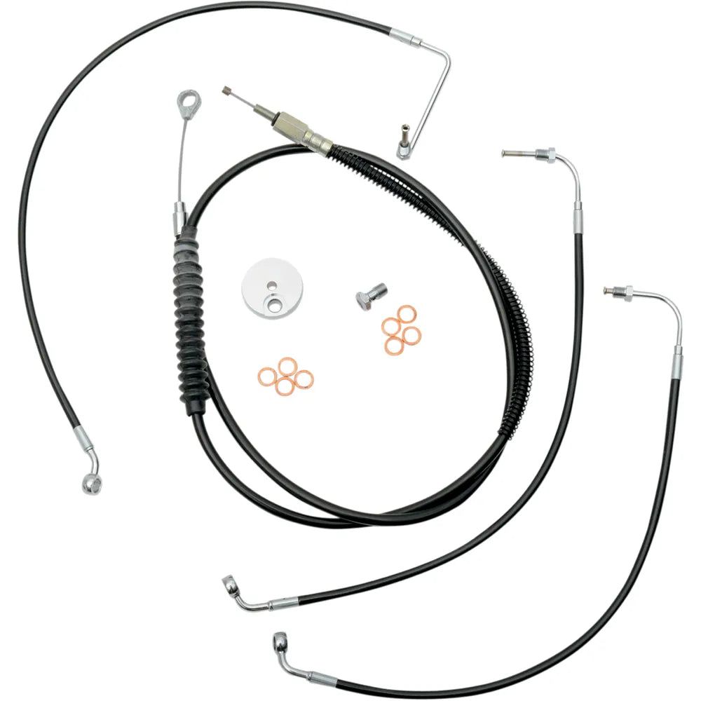 Standard Black Vinyl Braided Handlebar Cable/Brake Line Kit For 15" - 17" Ape Hanger Handlebars6017436