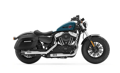 Alforjas rígidas Lamellar Raven Extra Large Shock Cut-out Leather Covered para Sportster 48 XL1200X
