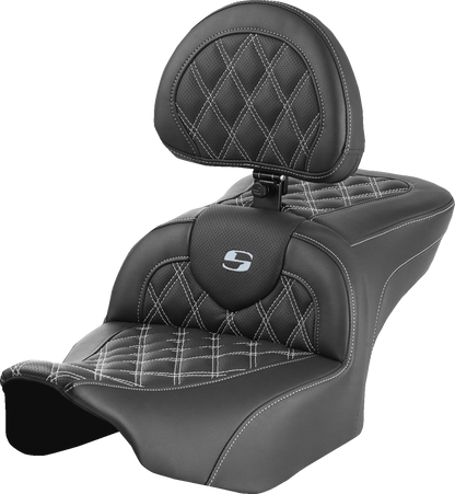 Asiento Roadsofa™ con costura de celosía - Asiento RoadSofa™ - con respaldo - Costura de celosía - Costura plateada - FLTR/FLHX '23-'24