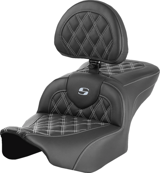 Asiento Roadsofa™ con costura de celosía - Asiento RoadSofa™ - con respaldo - Costura de celosía - Costura plateada - FLTR/FLHX '23-'24