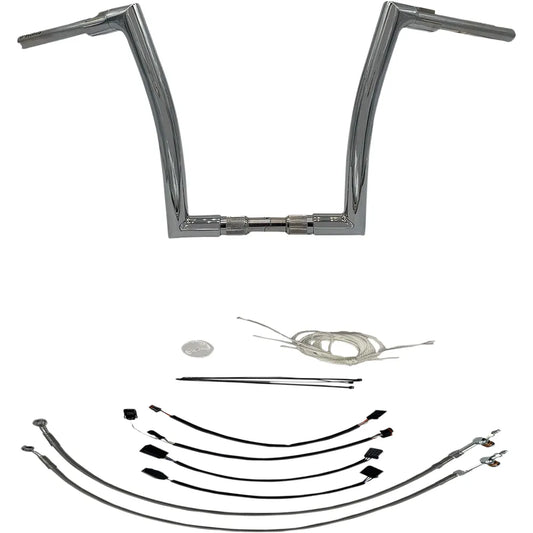 14" Chrome 1-1/2" Flat Top Handlebar Kit