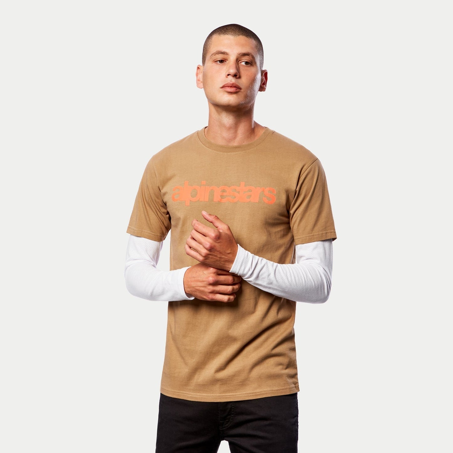 Playera Alpinestars Stack Long-Sleeve- Arena/Naranja