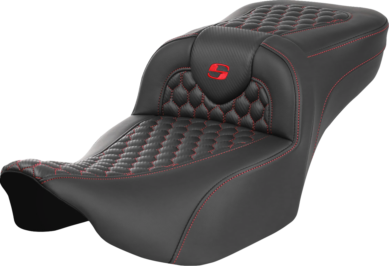 Asiento de alcance extendido Roadsofa™ - Asiento de alcance extendido Roadsofa™ - sin respaldo - Panal - Puntada roja - FLTR/FLHX '23-'24