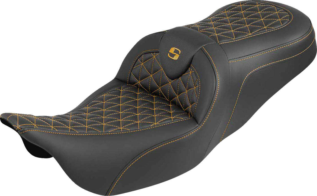 Asiento RoadSofa™ Tri Gripper - Asiento RoadSofa™ Tri Gripper - Alcance estándar - Costura dorada - sin respaldo - FLH/FLT '08-'25