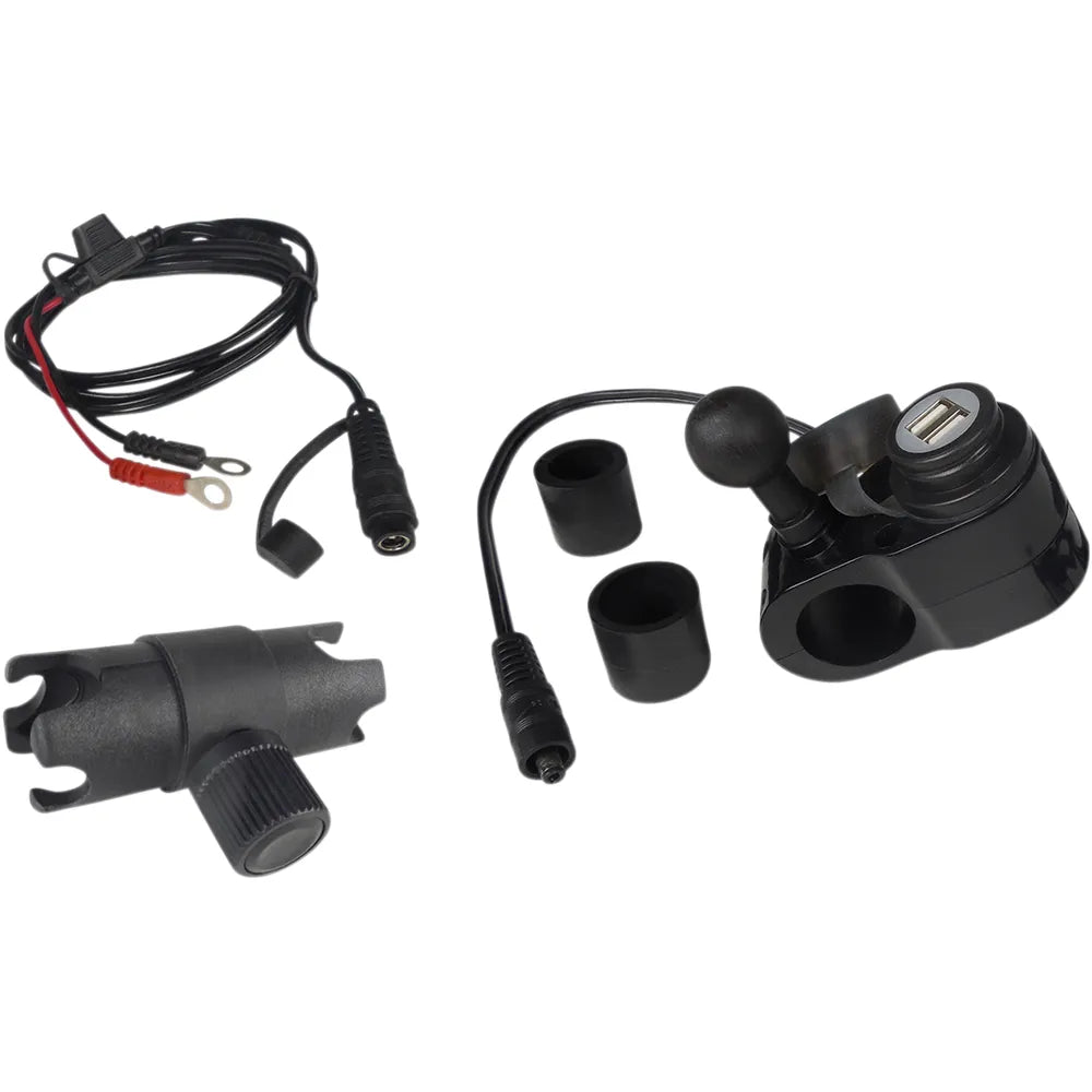 Dual USB Charger - 1" Ball Mount - Chrome