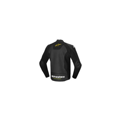 Chamarra alpinestar de cuero Faster v3 Airflow - Negro/Blanco/Amarillo Fluo -