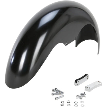 Guardabarros delantero serie Hugger con bloques de montaje para Softail/Dyna - Kit de guardabarros nivelado - con bloques cromados - Acero - 19"