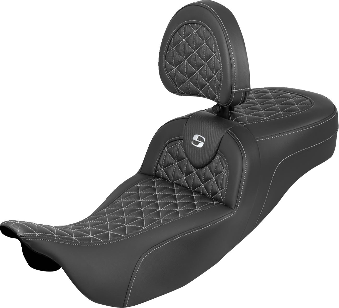 Asiento de triple agarre RoadSofa™ de alcance extendido - Asiento de triple agarre RoadSofa™ - Alcance extendido - Costura blanca - con respaldo - FLH/FLT '08-'25