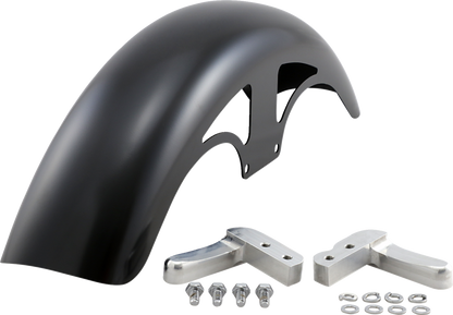 Guardabarros delantero serie Hugger con bloques de montaje para Softail/Dyna - Kit de guardabarros P-Tom - con bloques crudos - Acero - 19"