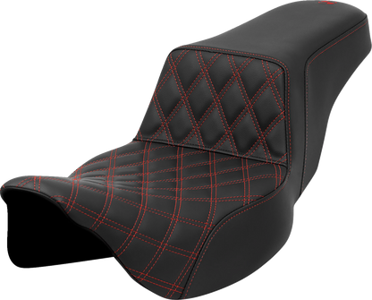 Asiento Saddlemen Lattice Stitch Step-Up Front Lattice Stitch Red Stitch Extended Reach FLH/FLT '08-'23