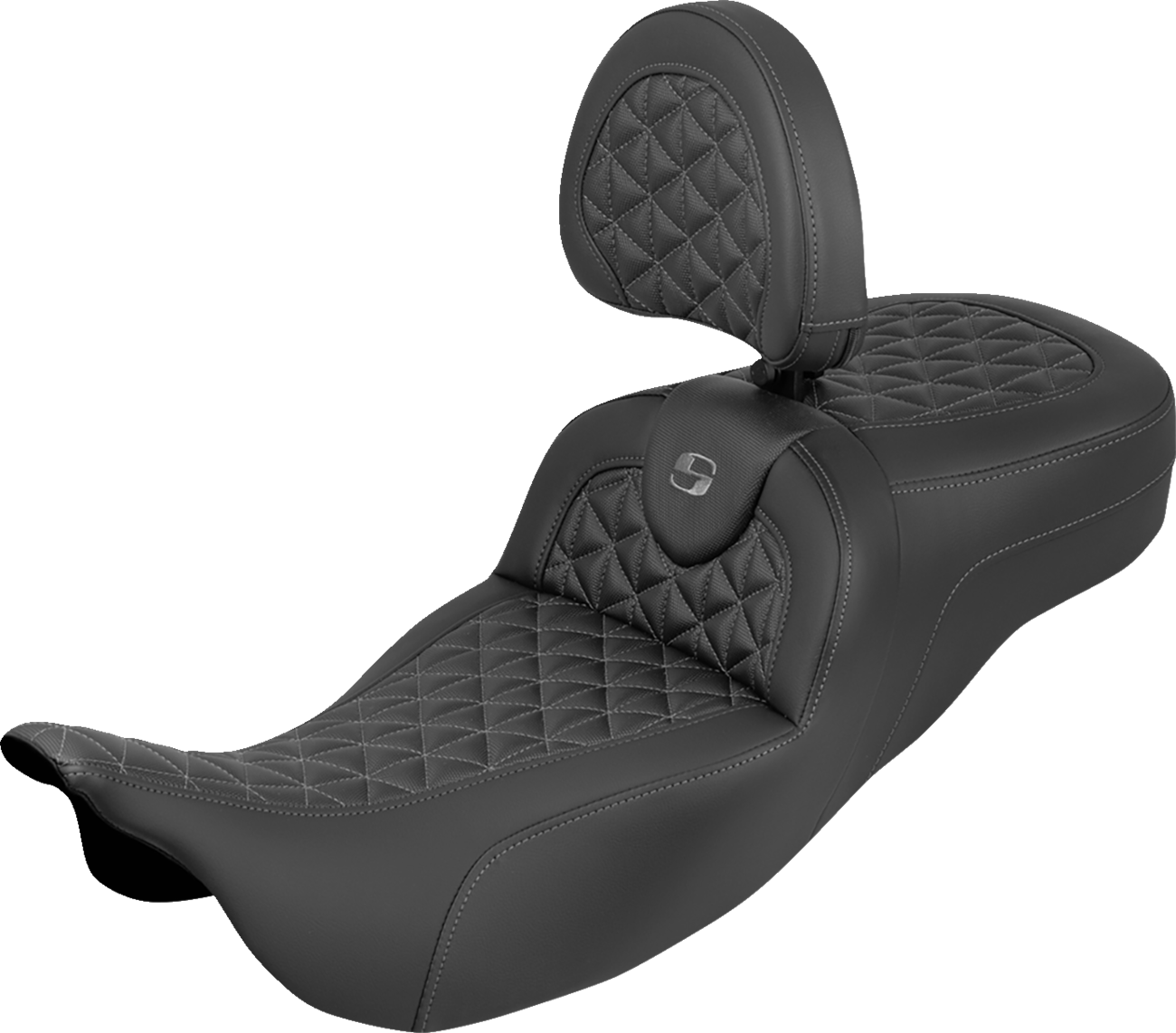 Asiento de triple agarre RoadSofa™ de alcance extendido - Asiento de triple agarre RoadSofa™ - Alcance extendido - Costura gris - con respaldo - FLH/FLT '08-'25